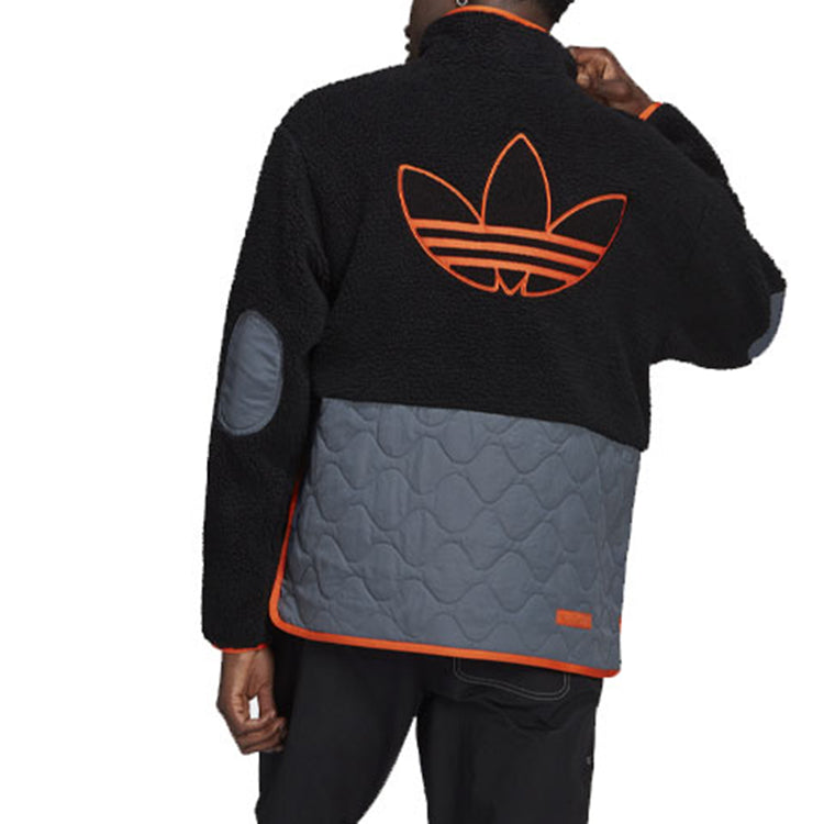 adidas originals Big Trfl Sherpa Stitching Lamb Wool Casual Sports Jacket Men's Black H09361