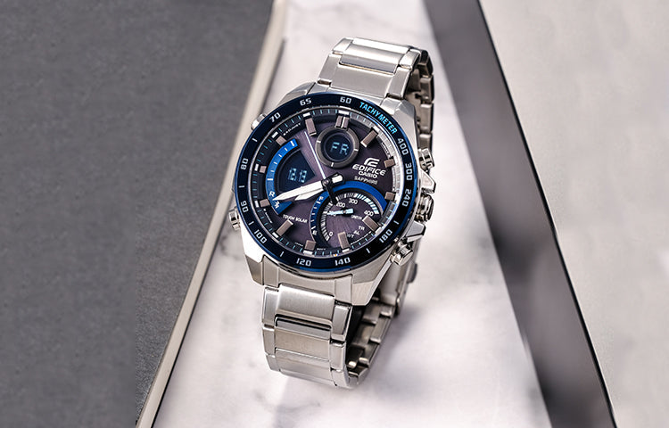 Casio Edifice Waterproof Analog-Digital Watch 'Silver Marine Blue' ECB-900YDB-1BPR