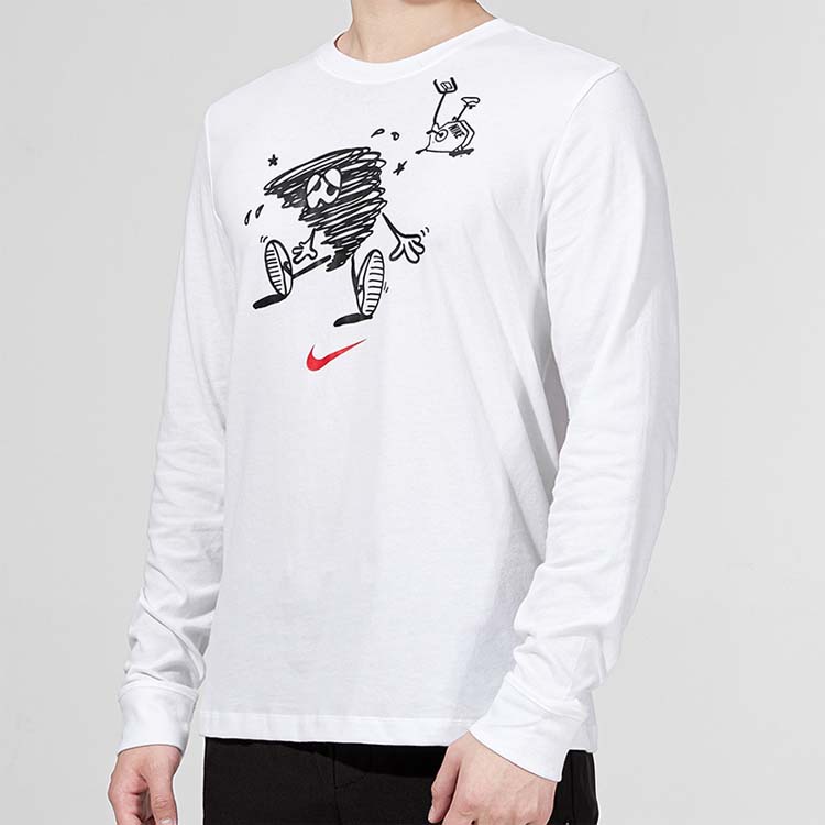 Men's Nike Training Athleisure Casual Sports Long Sleeves Round Neck White T-Shirt DM5693-100