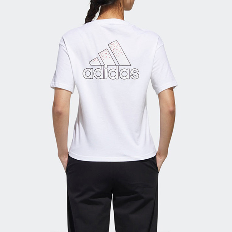 (WMNS) adidas Printing Short Sleeve White GF0151