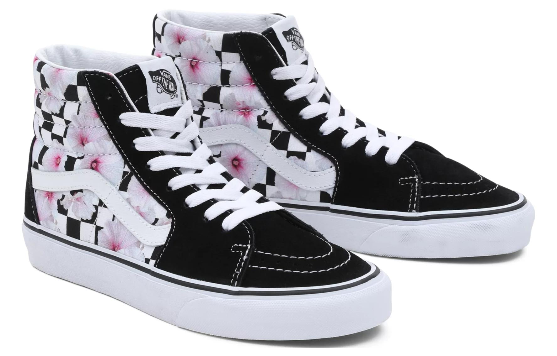 Vans Sk8-Hi Hibiscus Check Shoes 'Black White Pink' VN0007NSBLK