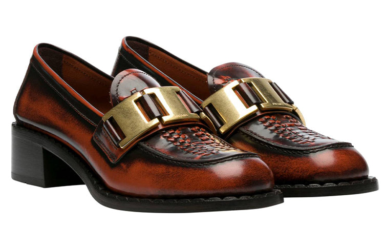 (WMNS) PRADA Woven 40mm Loafers 'Brown' 1D193M_P39_F0049