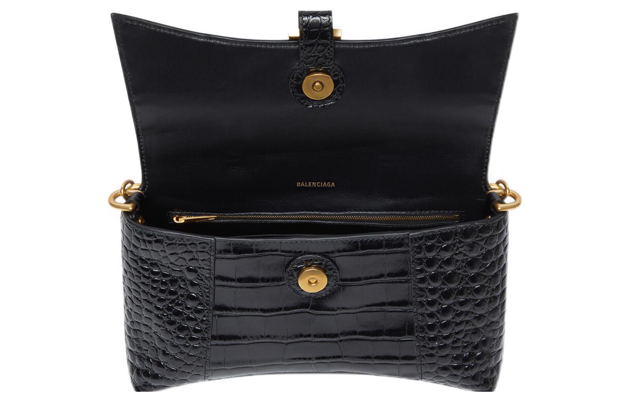 (WMNS) Balenciaga Downtown Xs Shoulder Bag Crocodile Embossed 'Black' 6891212106F1090