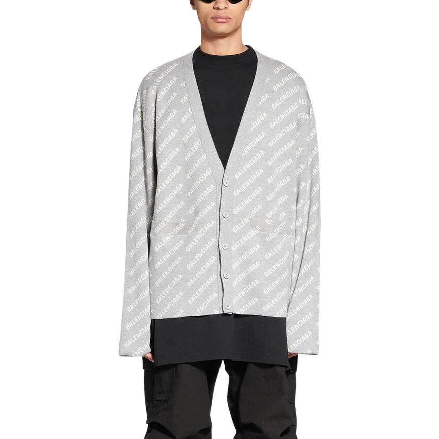 Balenciaga Mini Allover Logo Cardigan 'Light Grey White' 699822T32331461