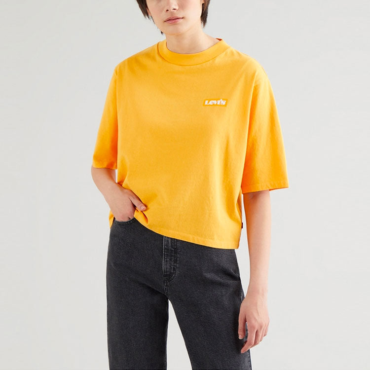 Levis Round Neck Pure Cotton Logo Loose Short Sleeve Yellow T-Shirt 18392-0004