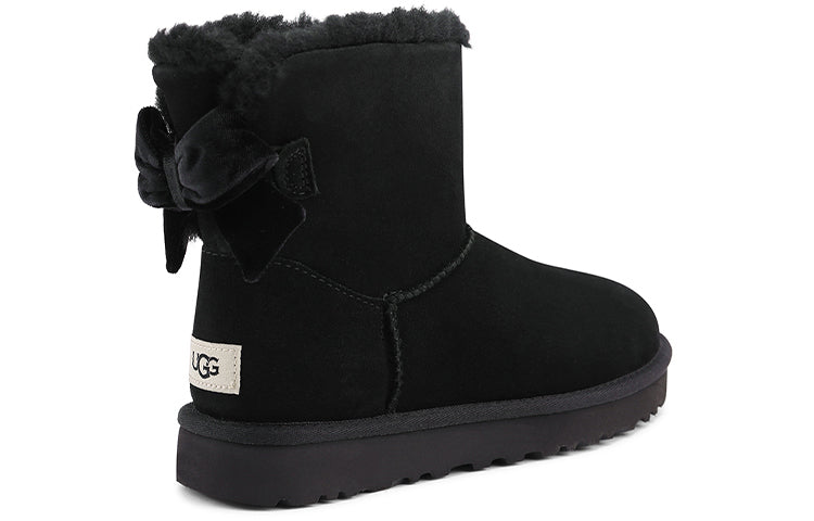 (WMNS) UGG Mini Bailey Bow Velvet Ribbon 2.0 Fleece Lined Black 1118975-BLK