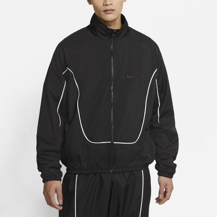 Nike MENS Throwback Multicolor Tat Basketball Stand Collar Jacket Black CV1932-011