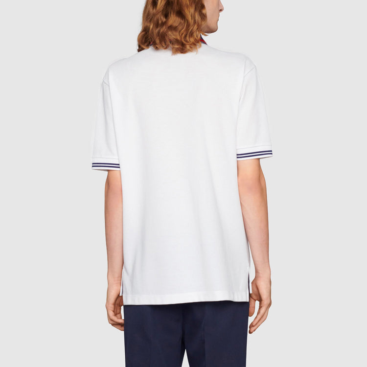 Gucci Cotton piquet polo with Interlocking G 'White Blue' 658067-XJDI2-9692