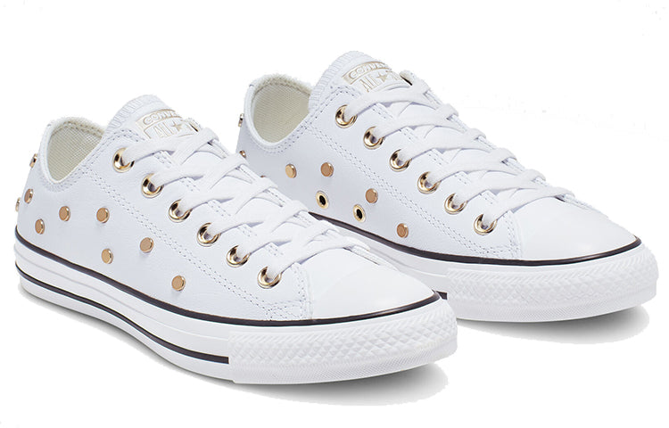(WMNS) Converse Chuck Taylor All Star Studs Low Top Leather Spot Rivet White 565850C