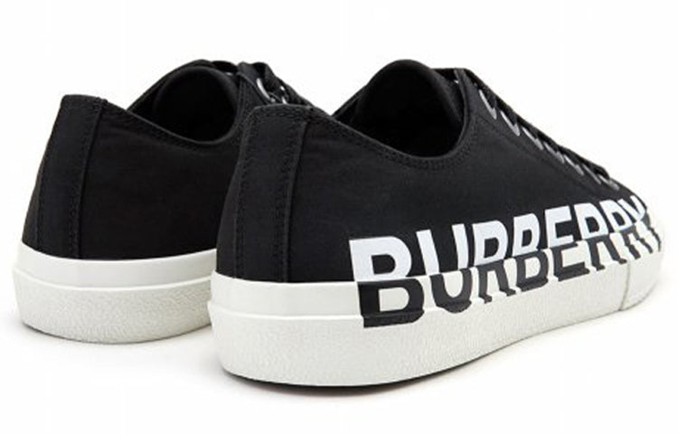 Burberry Logo Print Two Toned Sneakers 'Black Cotton White Sole' 80182701