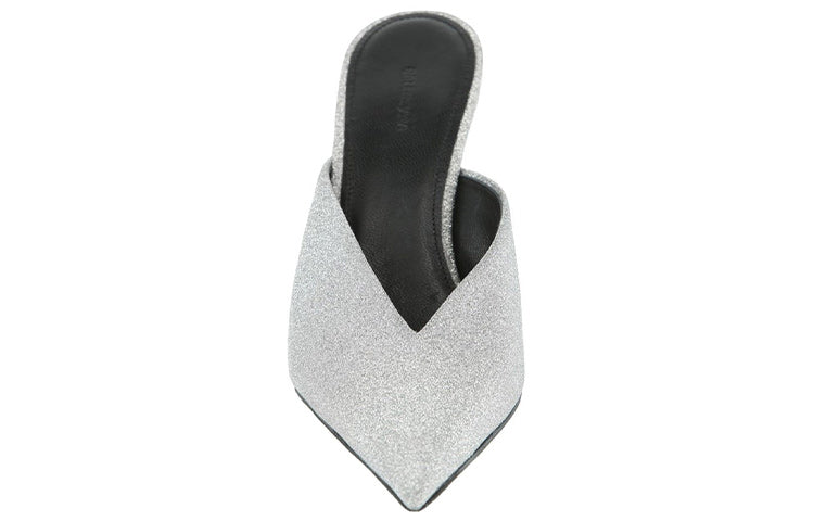 (WMNS) Balenciaga Glitter Knife Slingback 'Silver' 579279WA7018163