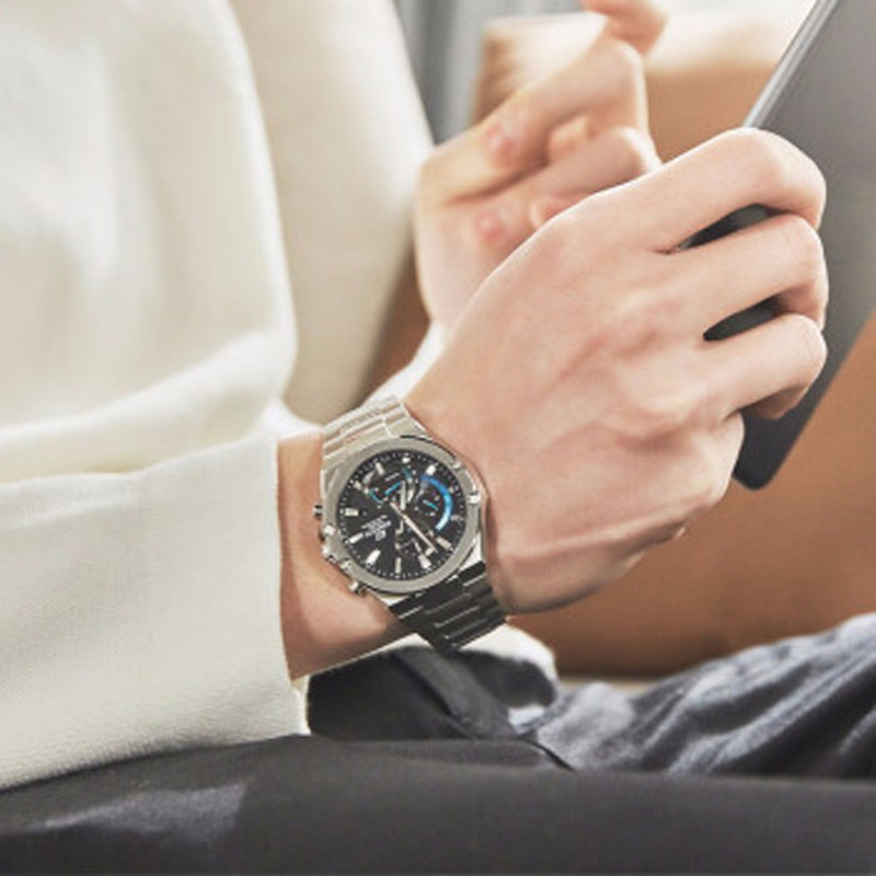 CASIO Waterproof EDIFICE Sapphire Crystal Solar Powered Mens Silver Analog EFS-S560YD-1APRD