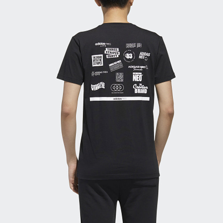 adidas neo M Faves Tee Alphabet Printing Sports Short Sleeve Black FP7350