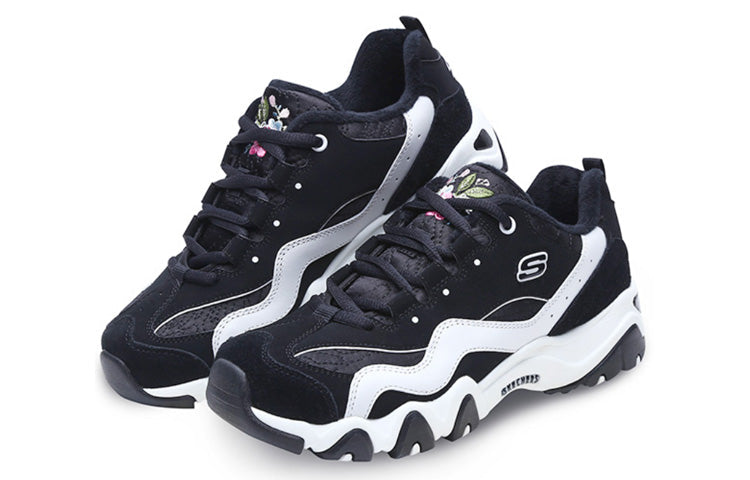 (WMNS) Skechers D'Lites Running Shoes Black/White 66666077-BLK