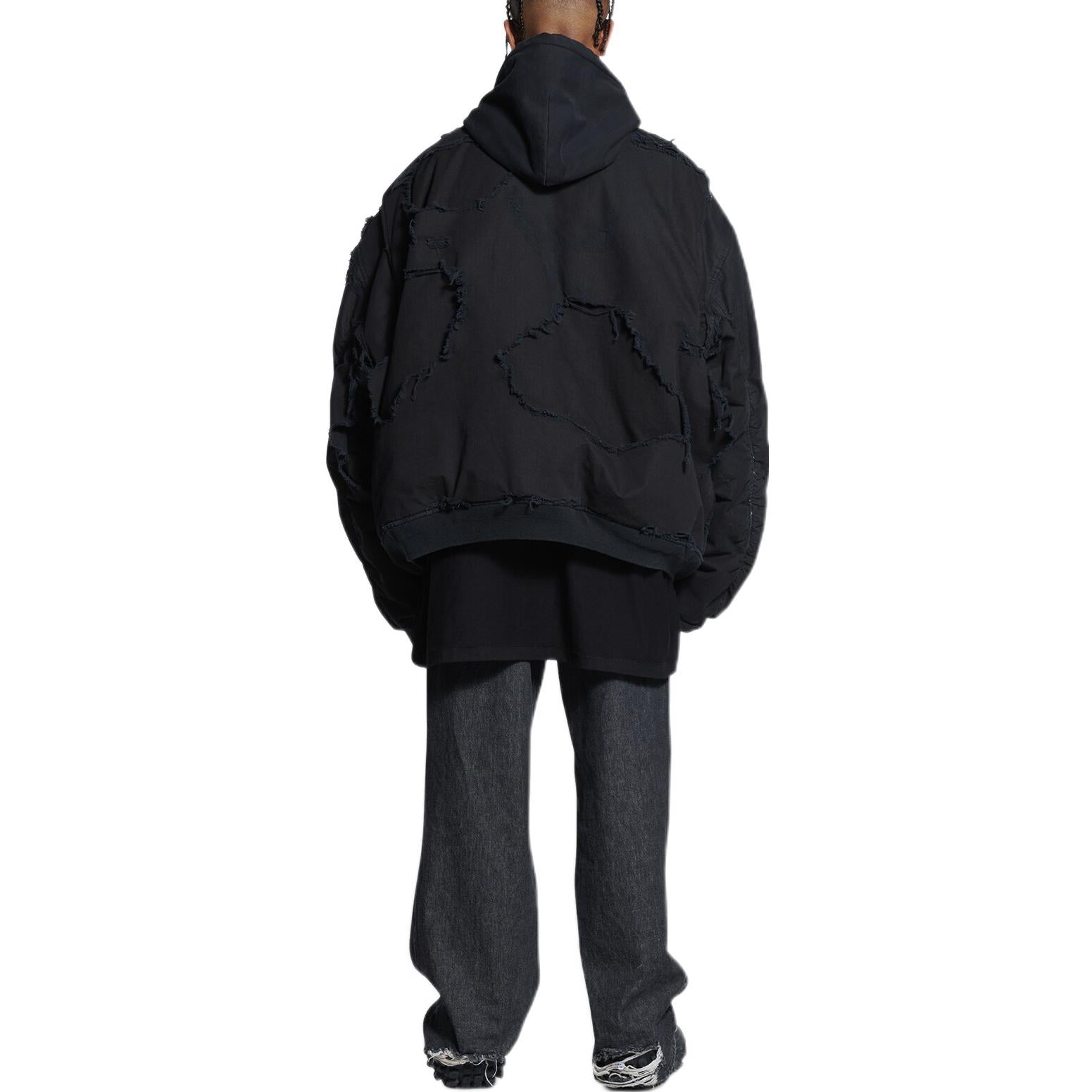 Balenciaga Destroyed Bomber Jacket 'Black' 698844TKP271000
