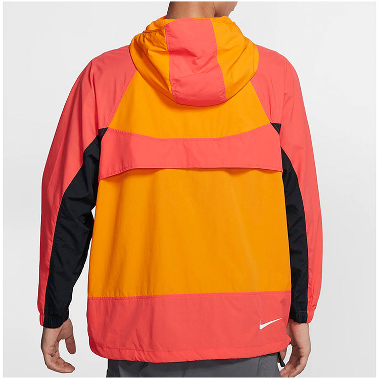Nike Sportwear Retro Colorblock Loose Half Zipper hooded Pullover Woven Jacket Orange BV5386-873
