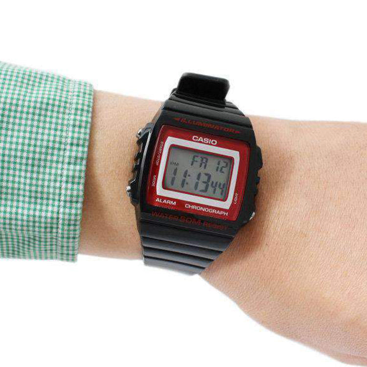 CASIO Waterproof Quartz Sports Unisex Mens BlackRed Digital W-215H-1A2