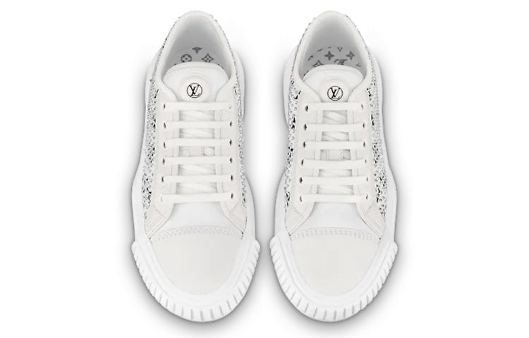 (WMNS) LOUIS VUITTON LV Squad Sneakers 'White with Crystal Monogram' 1A9RZ8