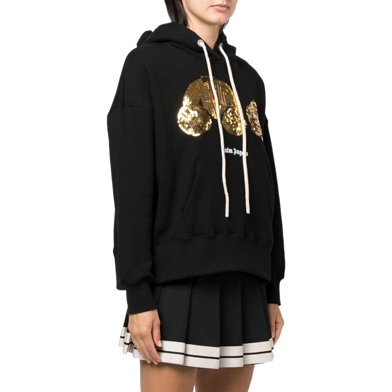 (WMNS) Palm Angels Gold Sequins Bear Hoodie 'Black Gold' PWBB023F22FLE0041076