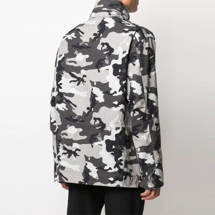 Off-White Men's SS21 Logo Camouflage Jacket Slim Fit Gray OMEL015S21FAB0010900