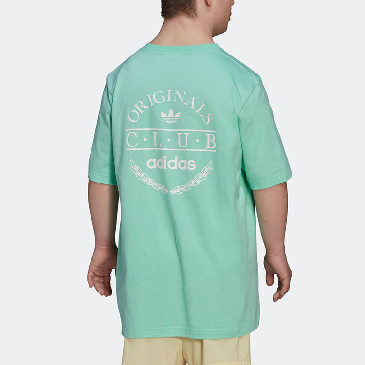 adidas originals Solid Color Alphabet Printing Round Neck Casual Short Sleeve Green HR7889
