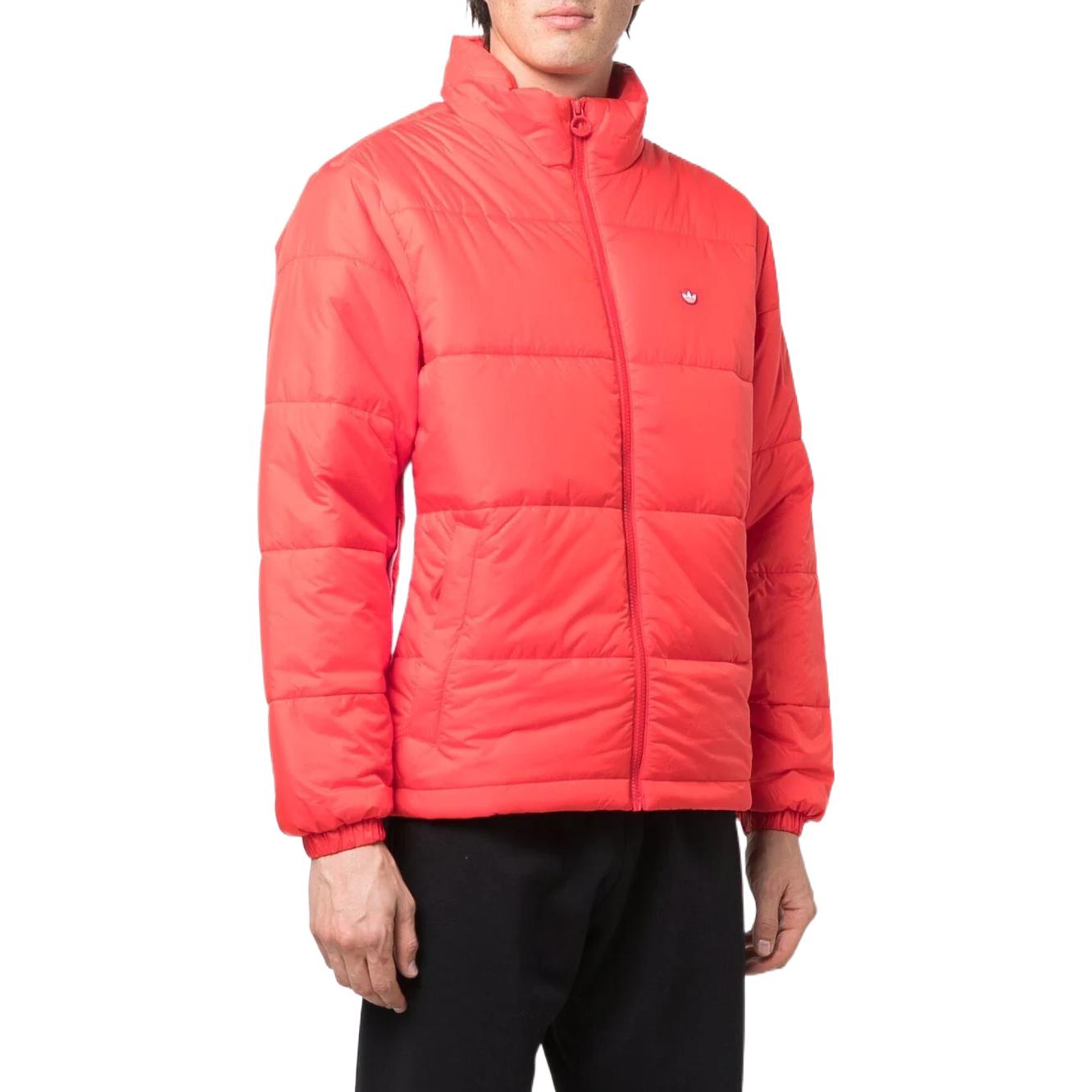Men's adidas originals Chest Classic Embroidered Logo Stand Collar Long Sleeves Red Down Jacket H13553