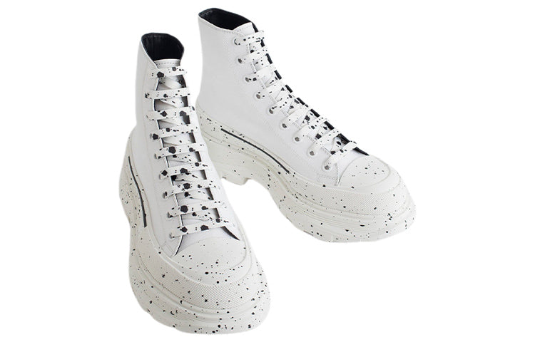 Alexander McQueen Paint Tread Slick High Sneakers 'White Black' 682413W4MVI9061