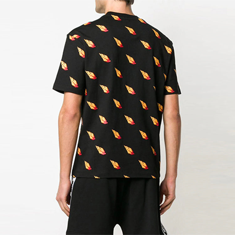 Men's McQ Alexander McQueen Cotton Flame Printing Short Sleeve Black 291571-RMJ08-1000