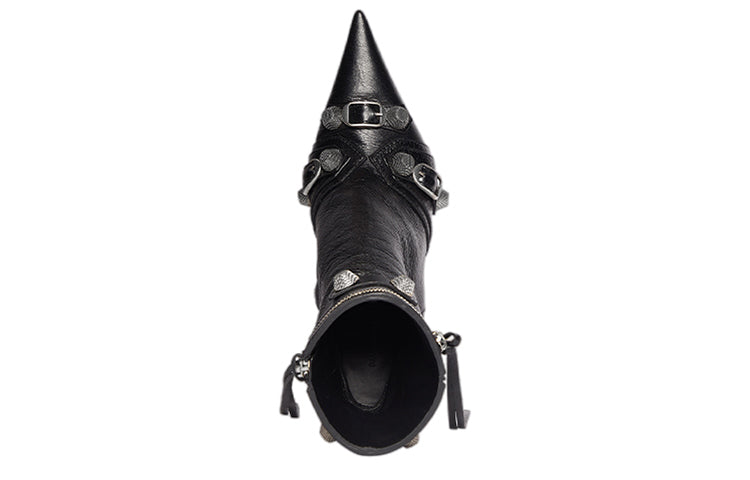 (WMNS) Balenciaga Cagole 90mm Booties 'Black Arena Lambskin' 694379WAD4E1081