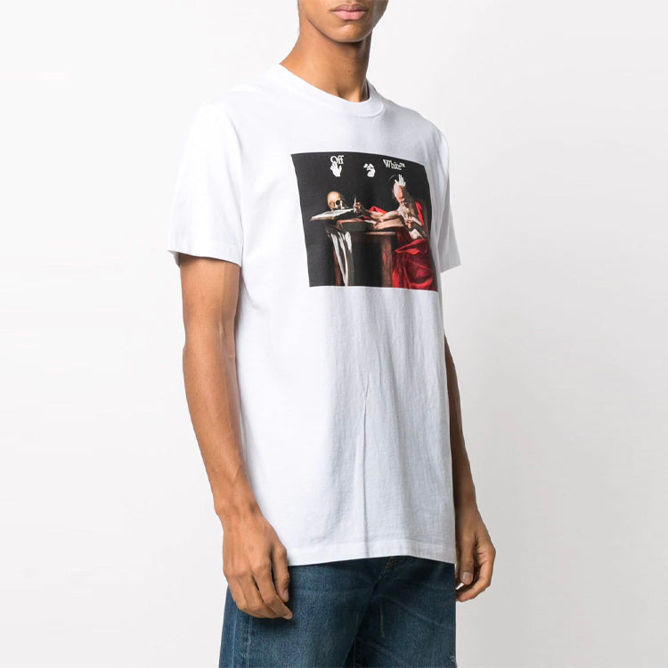 Off-White SS21 Printing Pattern Round Neck Short Sleeve White OMAA027R21JER0040125