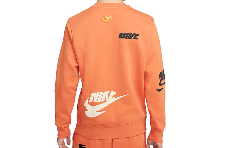 Nike Sportswear Sport Logo Printing Fleece Round Neck Pullover 'Orange' DM6876-808