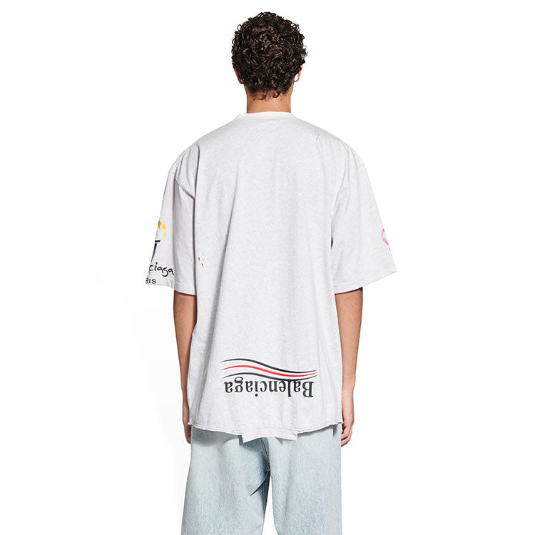 Balenciaga Paris Upside Down T-Shirt Oversized 'White' 698811TMVC9900