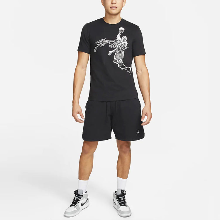 Men's Air Jordan Air Dri-FIT Flying Man Image Printing Round Neck Short Sleeve Black T-Shirt DH8926-010