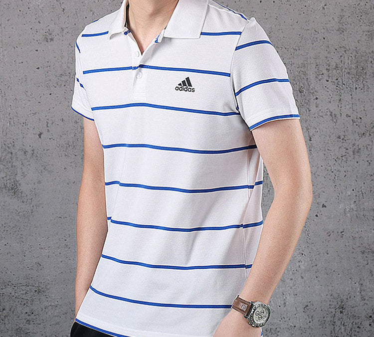 adidas YARN DYE Casual Stripe Short Sleeve polo White FT2831