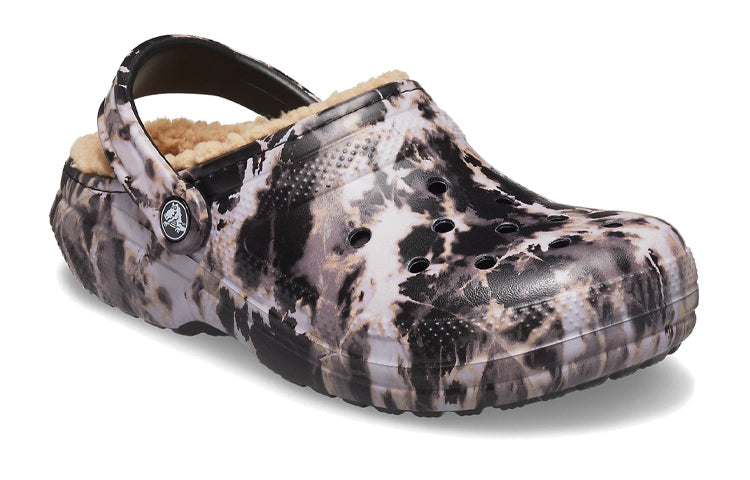 Crocs Classic Lined Bleach Dye Clogs 'Black White Beige' 207299-001
