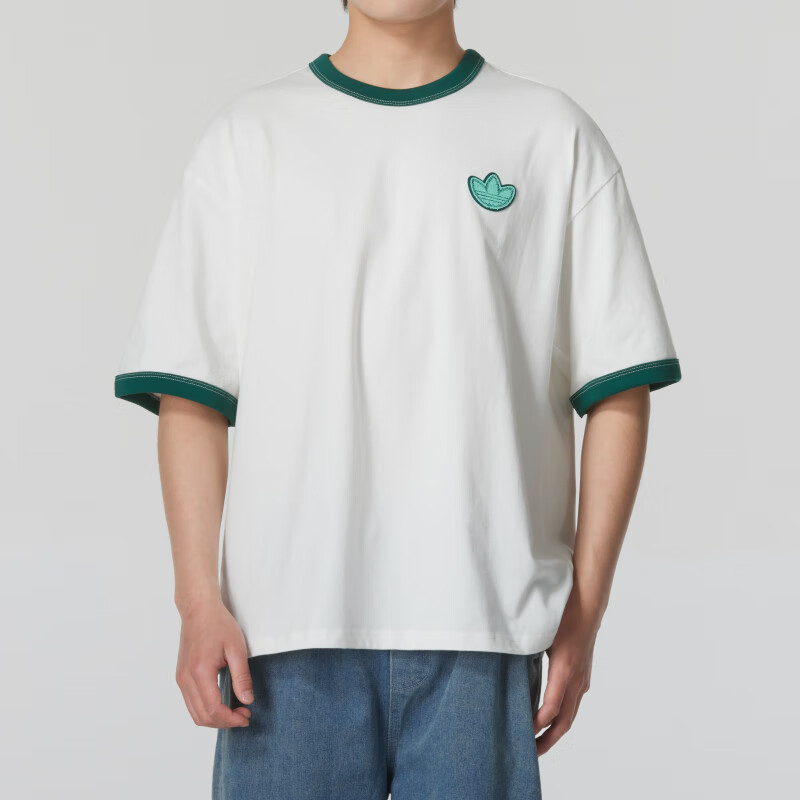 adidas Originals logo T-Shirt Asia Sizing 'White Green' JI7485