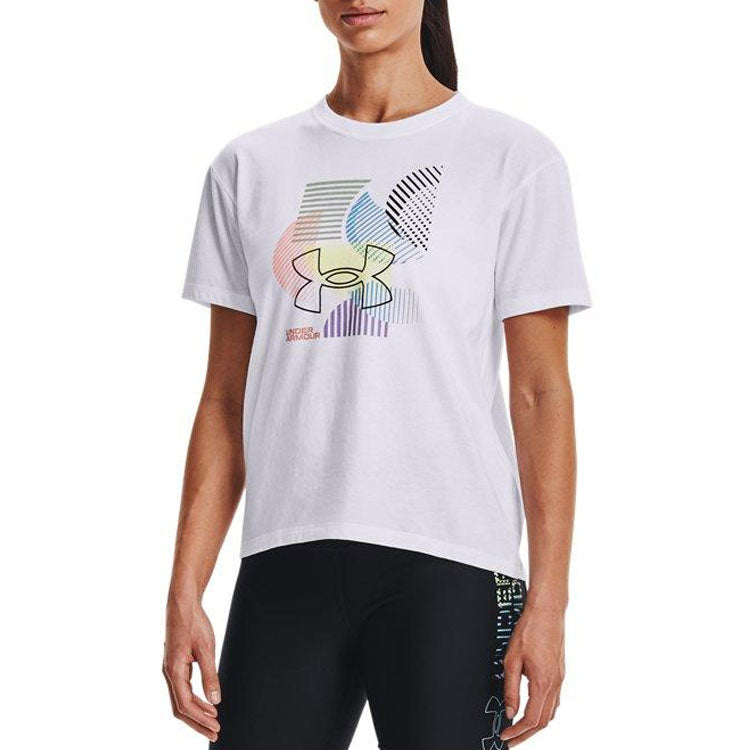 (WMNS) Under Armour Geo Graphic Training Sports Short Sleeve White 1363258-100