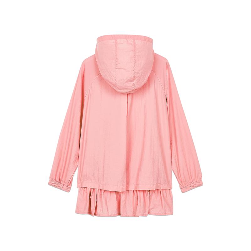 (GS) Skechers Solid Color Hem Lace Knitted Hooded Jacket 'Pink White Purple' L221G031
