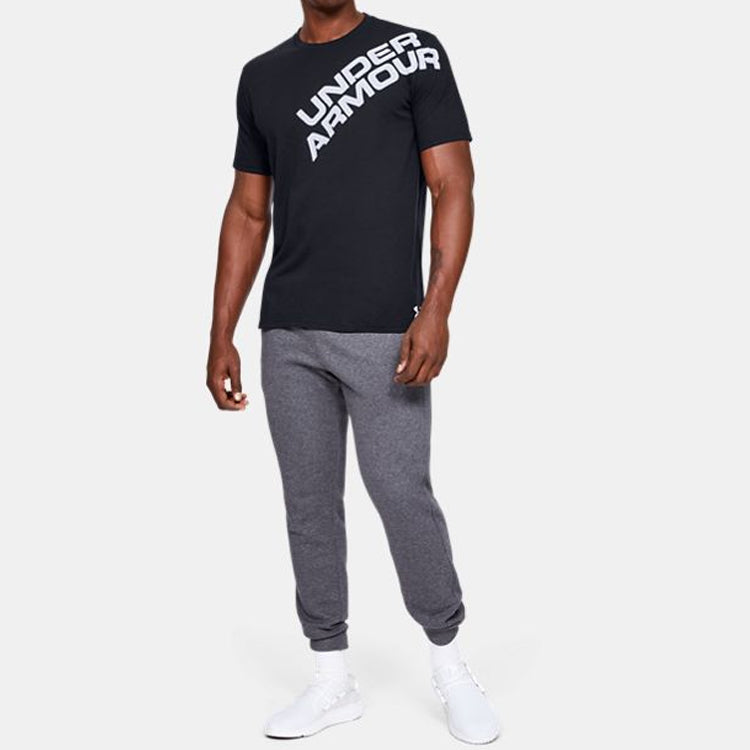 Men's Under Armour UA Wordmark Shoulder Round Neck Short Sleeve Black 1344227-001