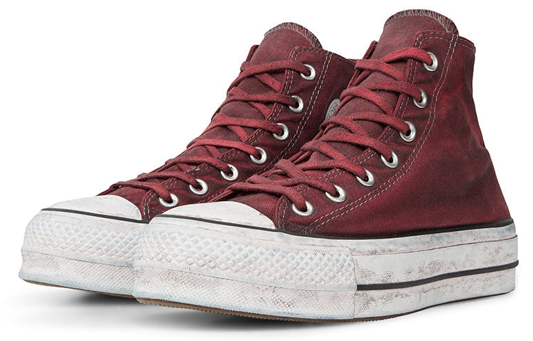 (WMNS) Converse Chuck Taylor All Star Canvas Rust Platform High Top Thick Sole Dirty Shoes Wine Red 565761C