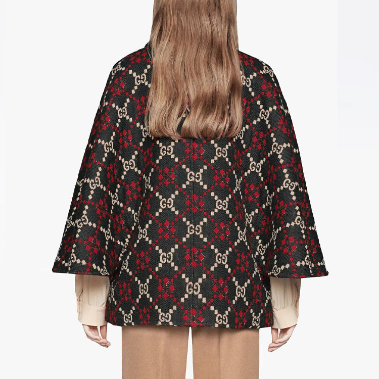 (WMNS) Gucci GG Diamond Wool Cape Coat 'Red Black' 543342-Z507-M1210