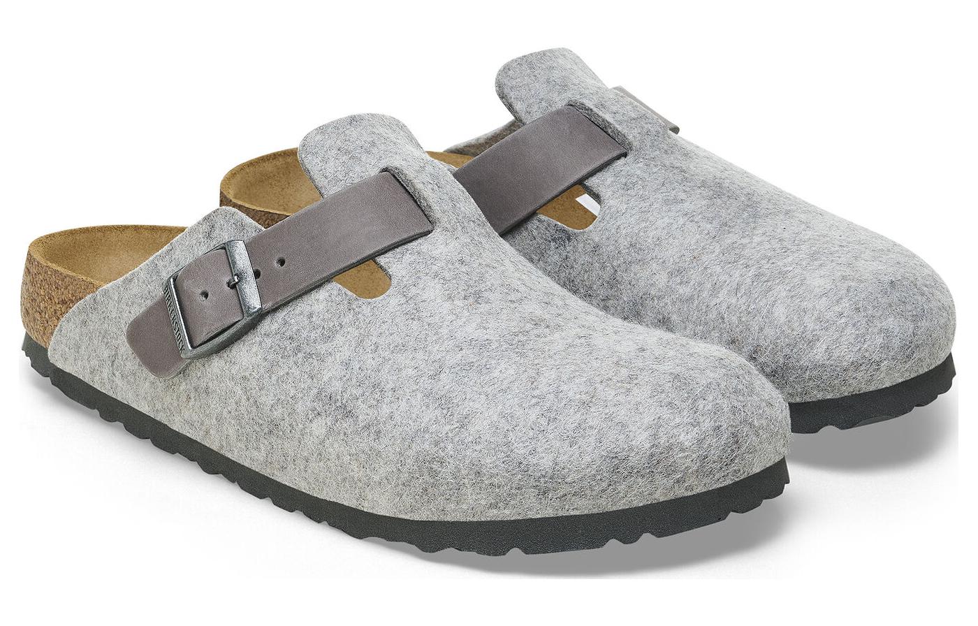 Birkenstock Boston Natural Leather/Felt 'Light Grey' 1026149