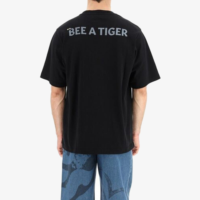 Men's KENZO Bee Tiger Head Pattern Round Neck Short Sleeve Black FB55TS0844SB-99
