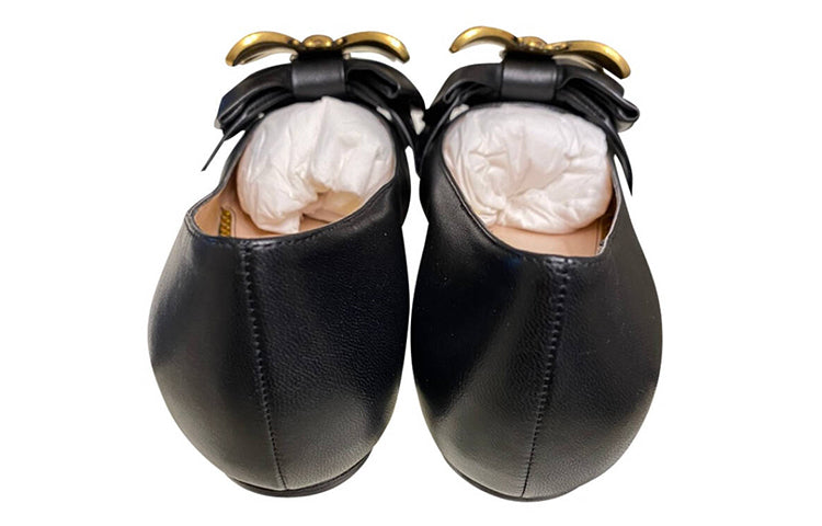 (WMNS) Gucci Queen Margaret Leather Flat 'Black' 524633-BKO00-1000