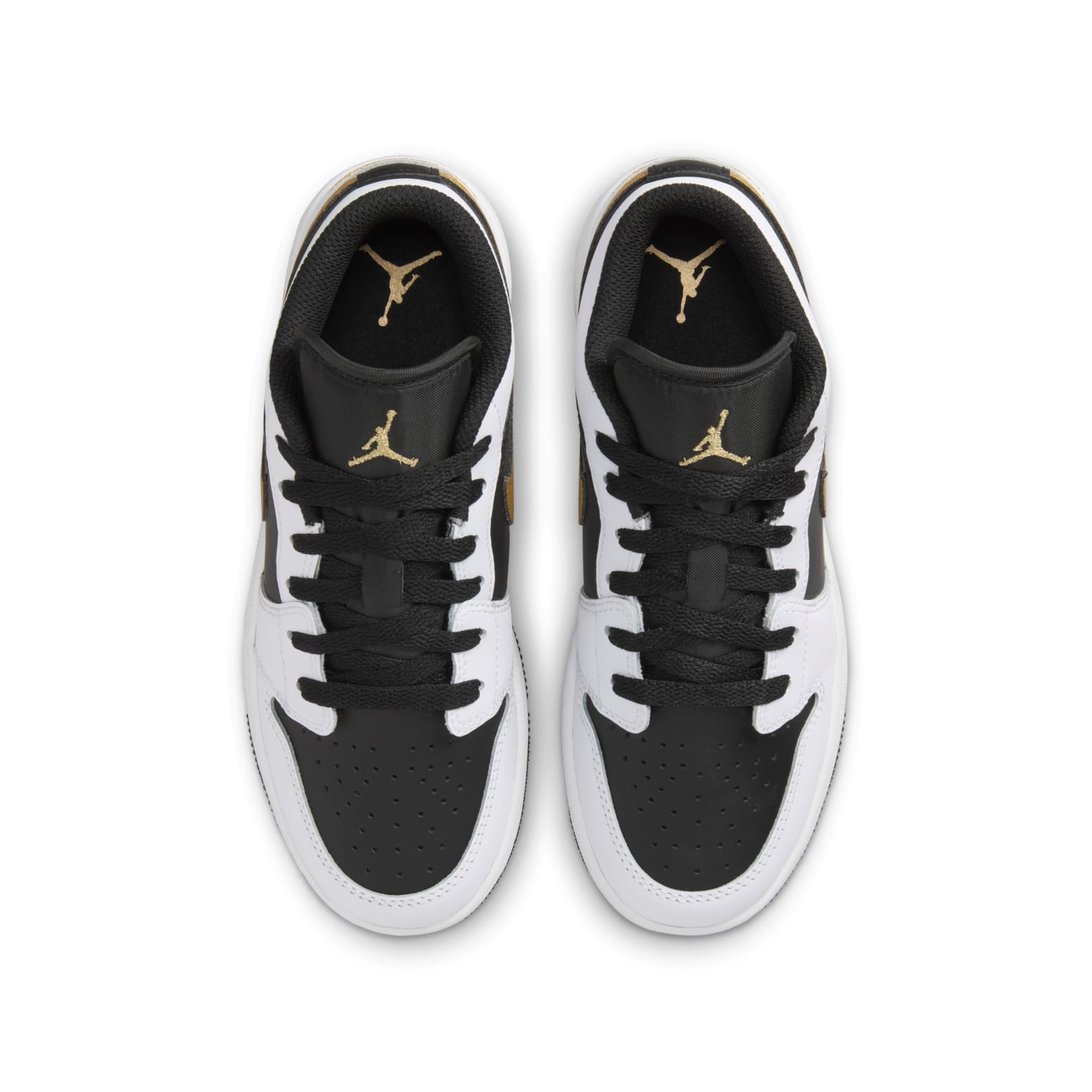 (GS) Air Jordan 1 Low 'White Black Metallic Gold Swoosh'  553560-172
