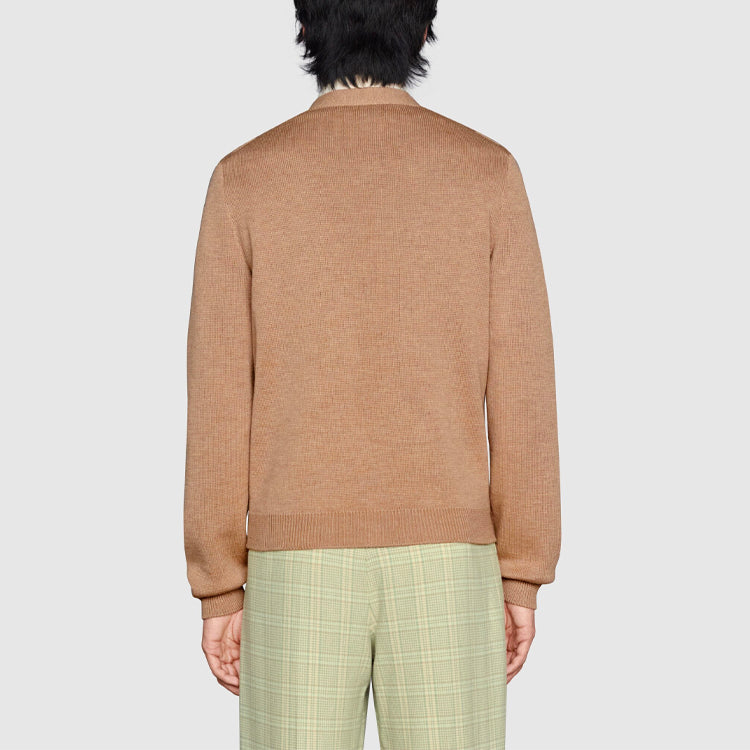 Gucci V-Neck Square G Jacquard Wool Cardigan 'Camel' 662152-XKBYD-2602