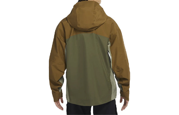 Men's Nike ACG Loose Zipper Hooded Colorblock Long Sleeves Jacket Autumn Light Brown CV0635-242