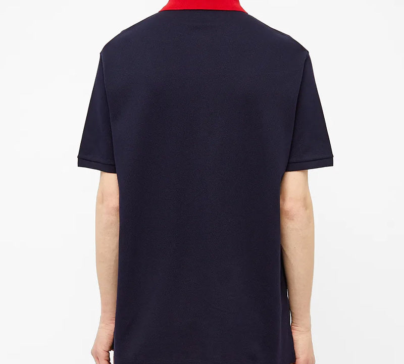 Gucci GG Logo Embroidered Contrasting Colors Short Sleeve Polo Shirt Navy Blue 574086-XJA6C-4062