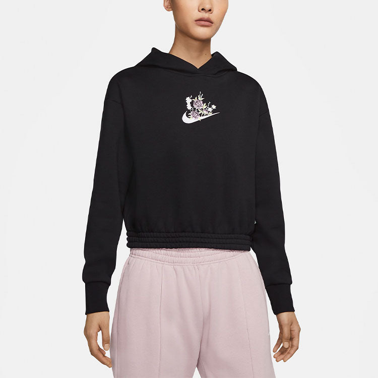 (WMNS) Nike Fleece Graphic Hoodie 'Black' DH1375-010