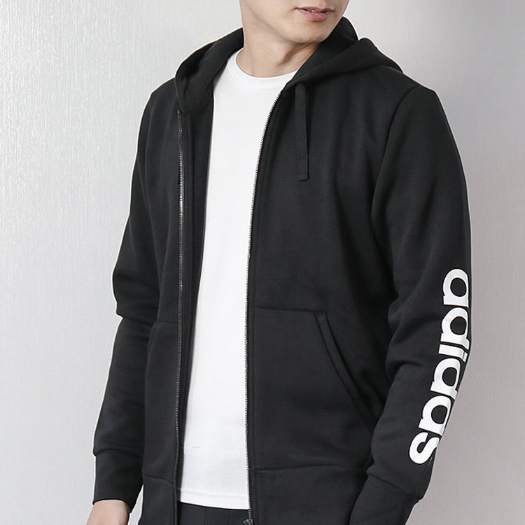 Men's adidas Zipper Knit Hooded Black Jacket BR4058